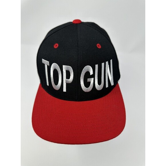 Top Gun Yupoong Black White SnapBack Wool Hat Vintage Tom Cruise Navy OSFM - Picture 5 of 11